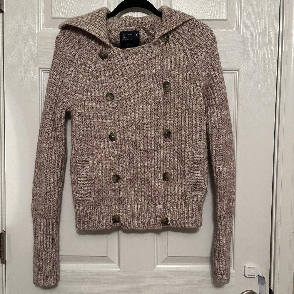 American Eagle Outfitters Womens M Zip Chunky Sweater Wool Alpaca Pink